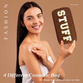 Cunno zipper-closure brown pouch offers quick, secure access