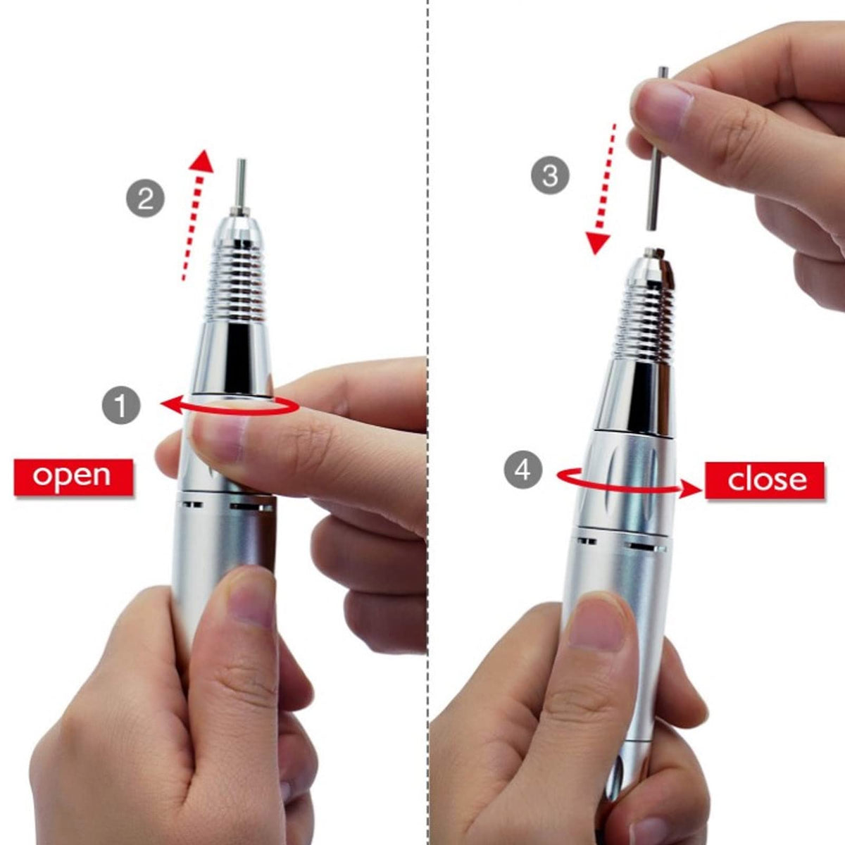 Lock/unlock chuck for easy bit replacement and secure operation