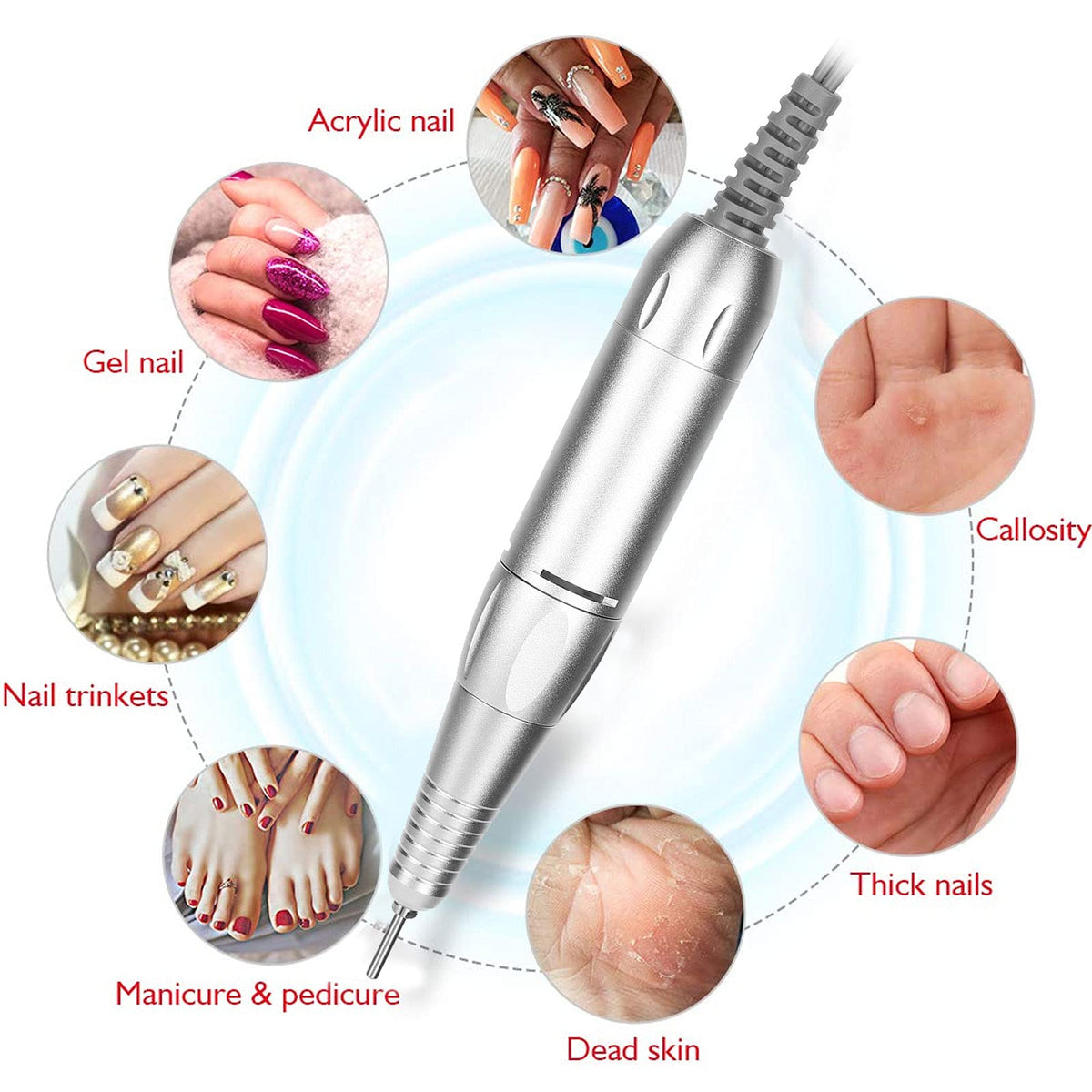 Adjustable speed up to 35000 RPM for versatile nail care tasks