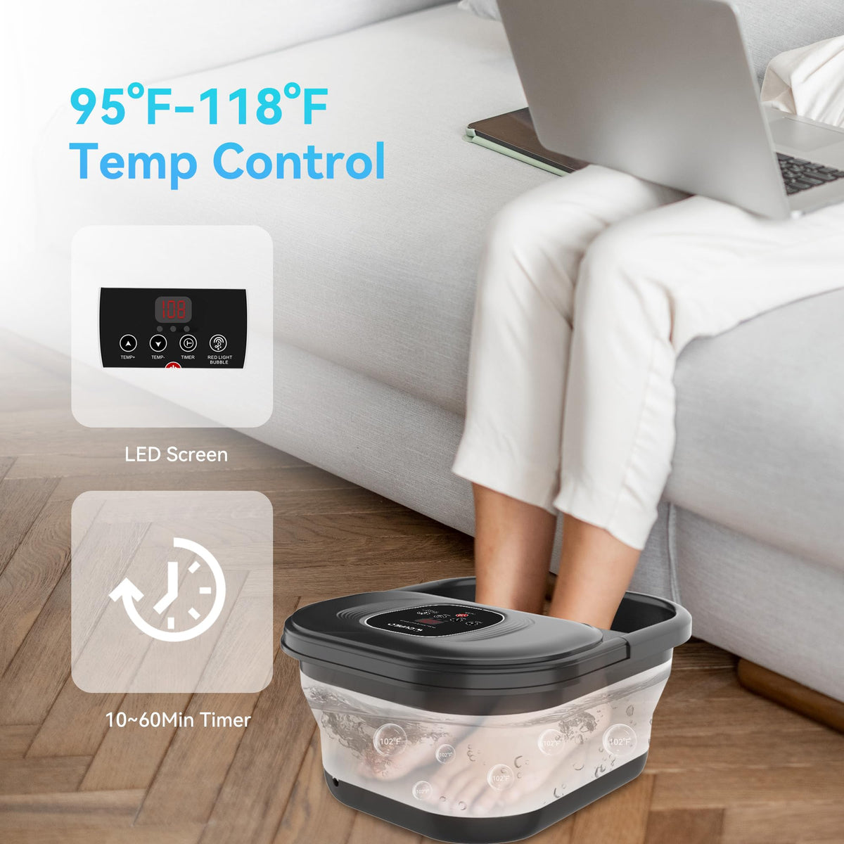 CuPiLo bubbles therapy foot spa provides a gentle massage