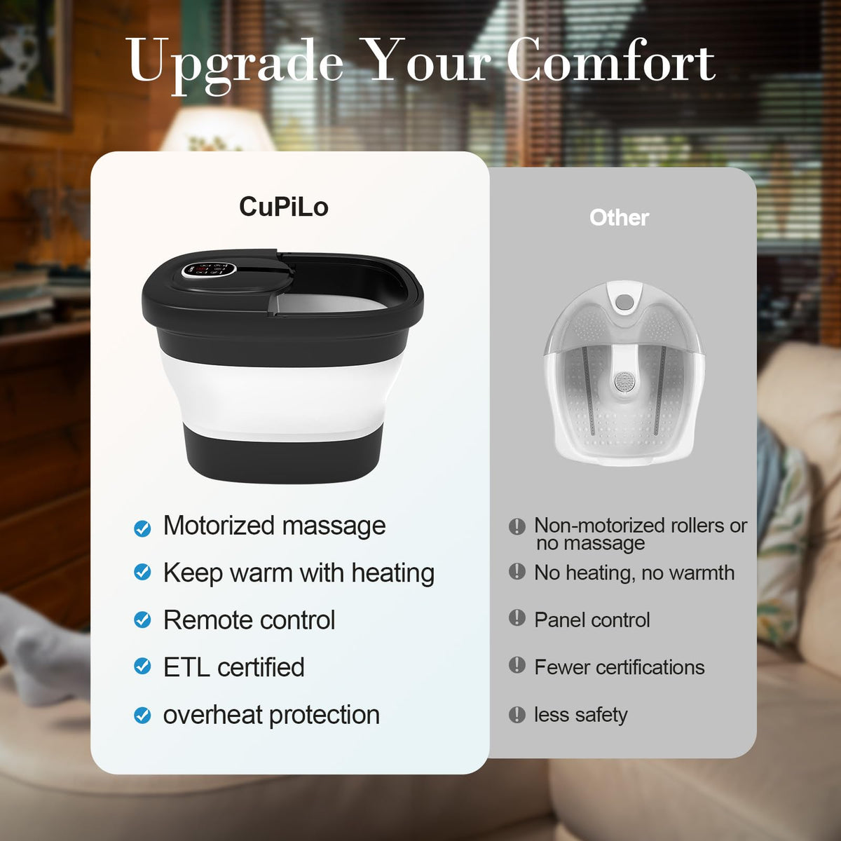 CuPiLo Foot Spa Bath Massager built-in timer supports timed sessions