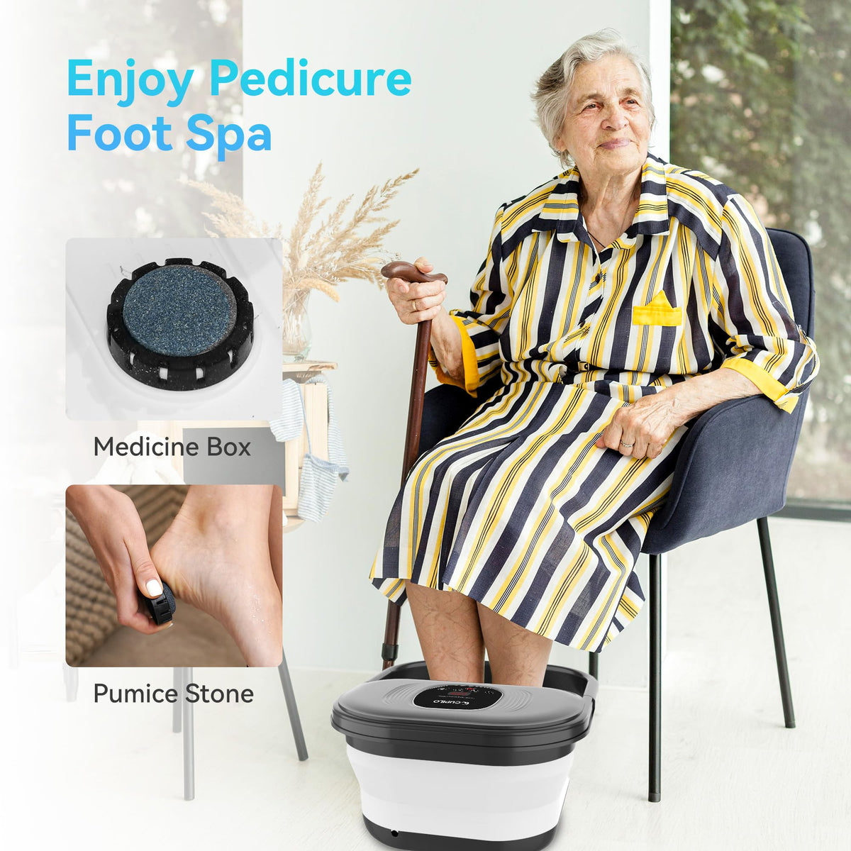 CuPiLo temperature-controlled foot spa maintains warm water