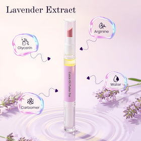 Cupofpet cuticle pen applying oil along the nail edge to moisturize.