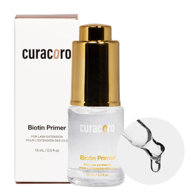 CURACORO Biotin Lash Primer bottle; clean base for secure lash adhesion