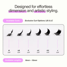 CURACORO Camellia lashes offer curls J to LC for various eye shapes.