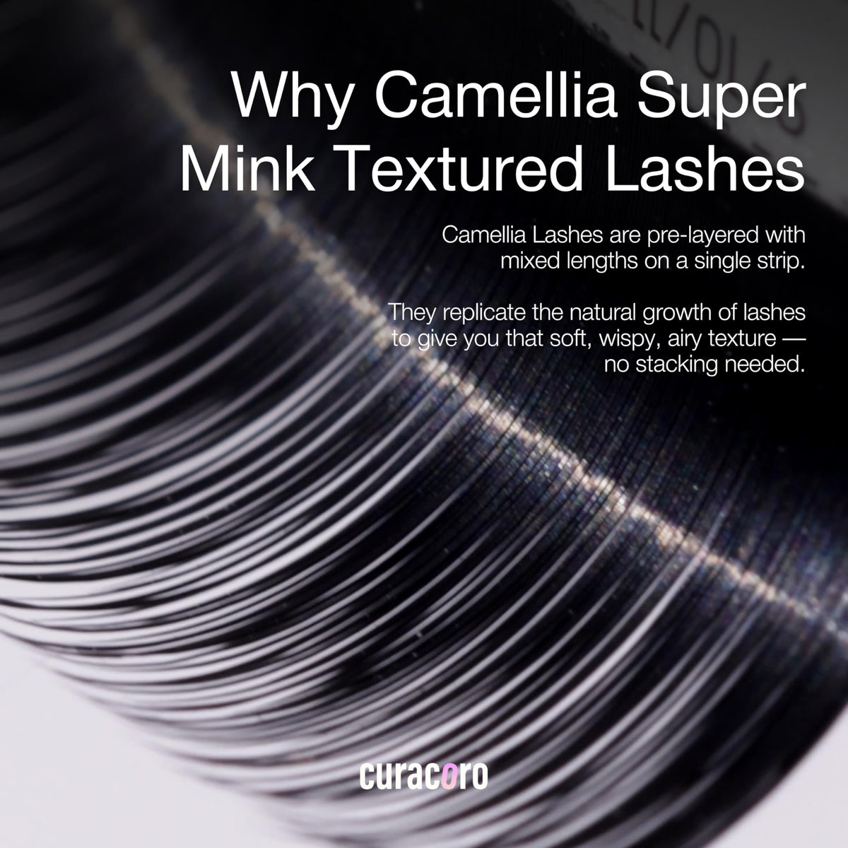 CURACORO Camellia lashes feature a low-tack strip for smooth pickup.