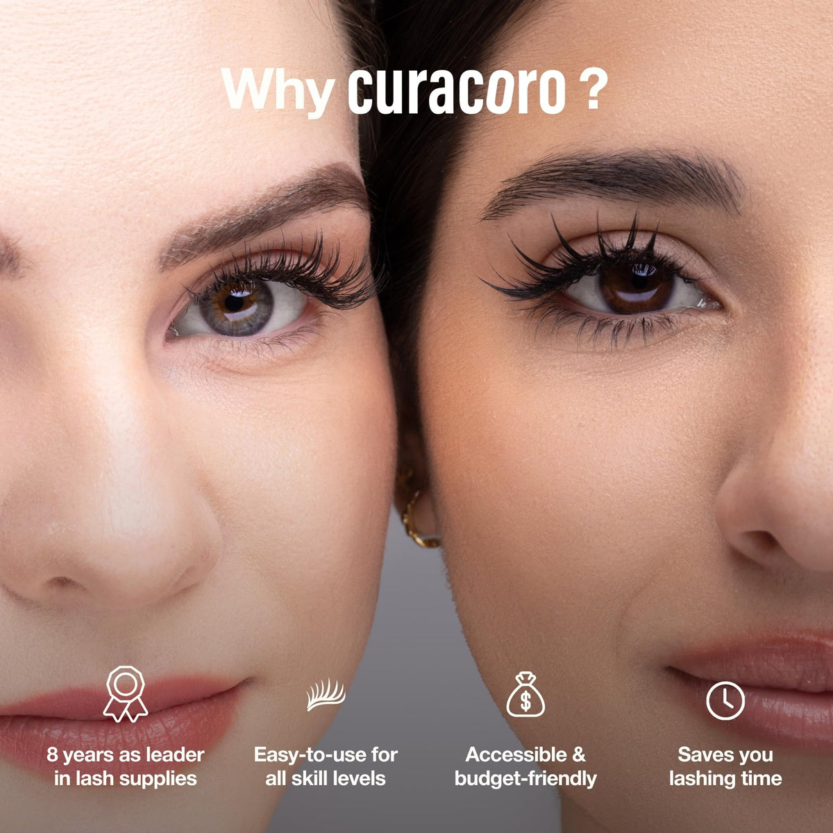 CURACORO Camellia lashes demonstrate wispy, textured volume for everyday elegance.
