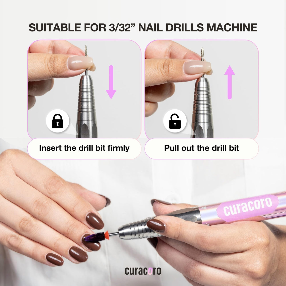 Curacoro coarse bit ideal for buildup removal beneath nails