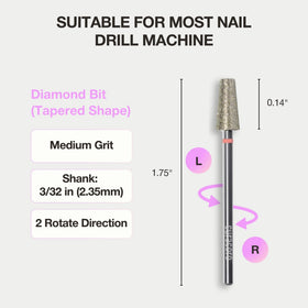 Curacoro tapered shape in use enables controlled cuticle removal.
