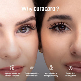 Curacoro Fairy Lashes 3D 8mm CC curl for quick, defined application.