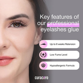 CURACORO latex-free lash glue emphasizes safer professional use.