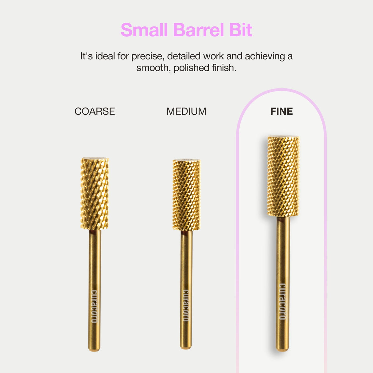 CURACORO small barrel bit for precise detail work in manicure and nail art
