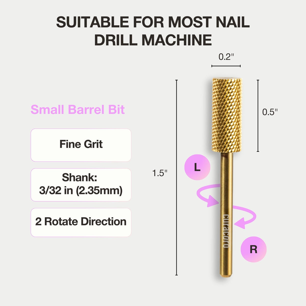 CURACORO carbide bit buffing for smooth gel polish removal and glossy finish