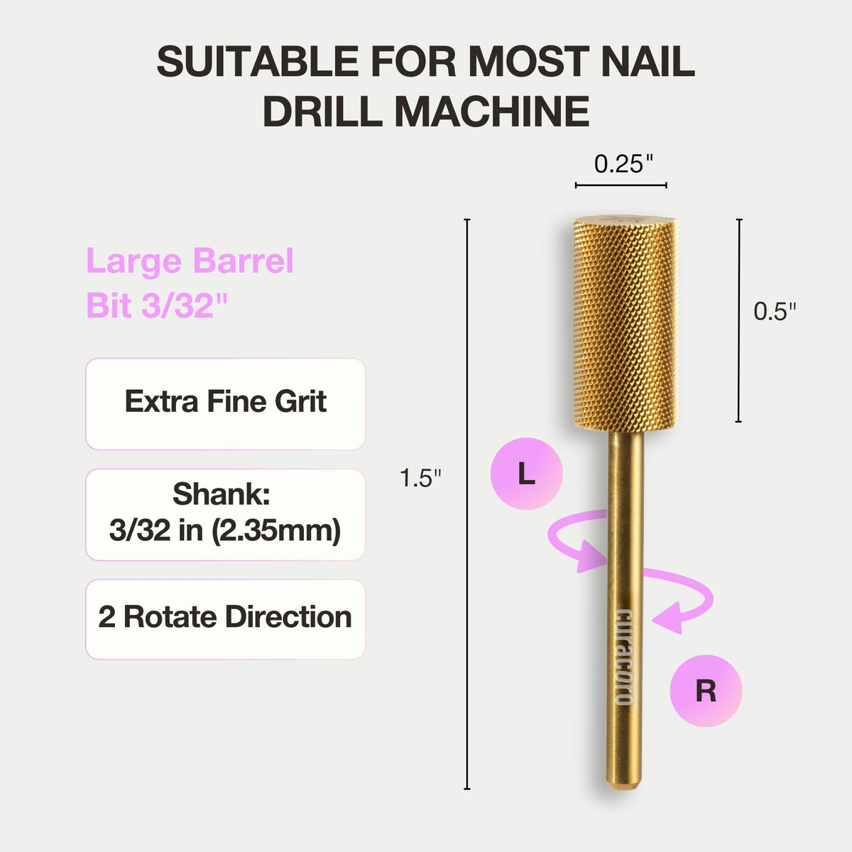 Curacoro precision-engineered drill bit for controlled nail enhancements