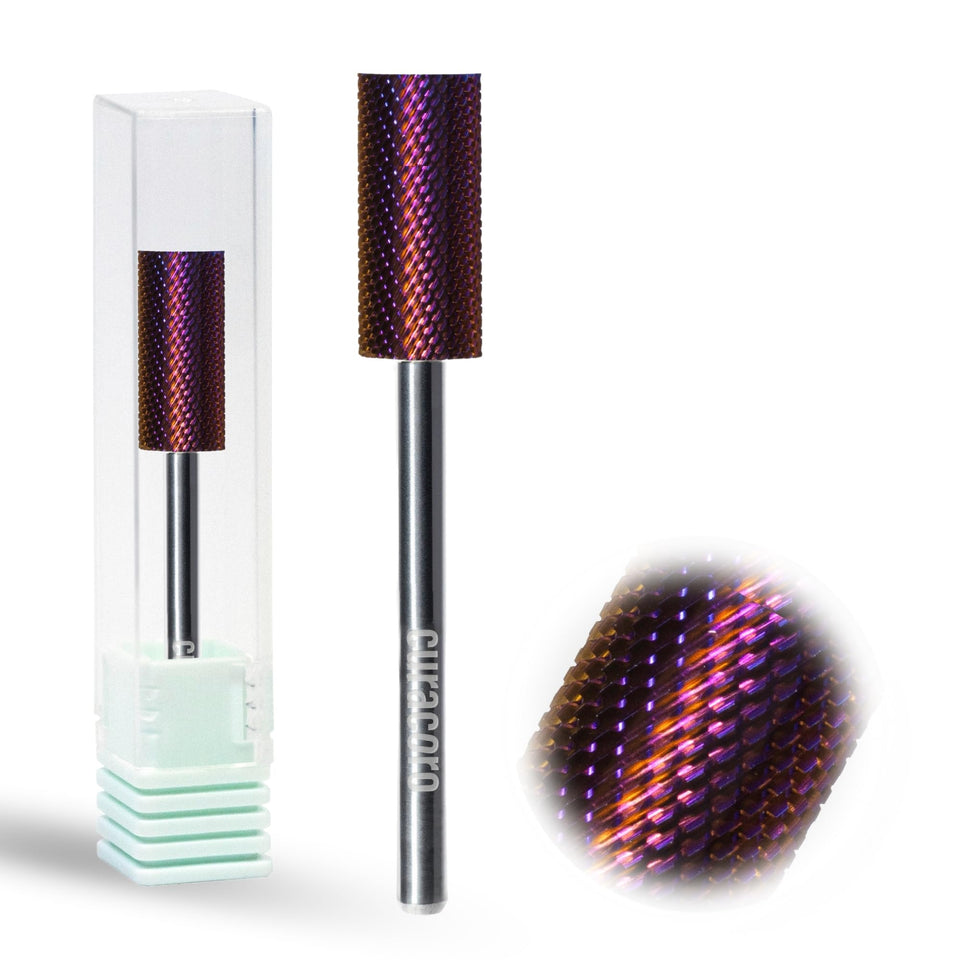 Curacoro nail drill bit in use for precise gel polish removal.