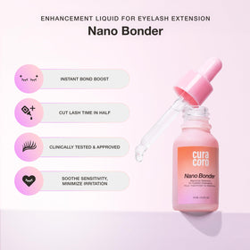 Curacoro Nano Lash Bonder delivers low-fume bonding for comfort.