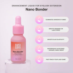Curacoro Nano Lash Bonder enables precise application with a micro brush.