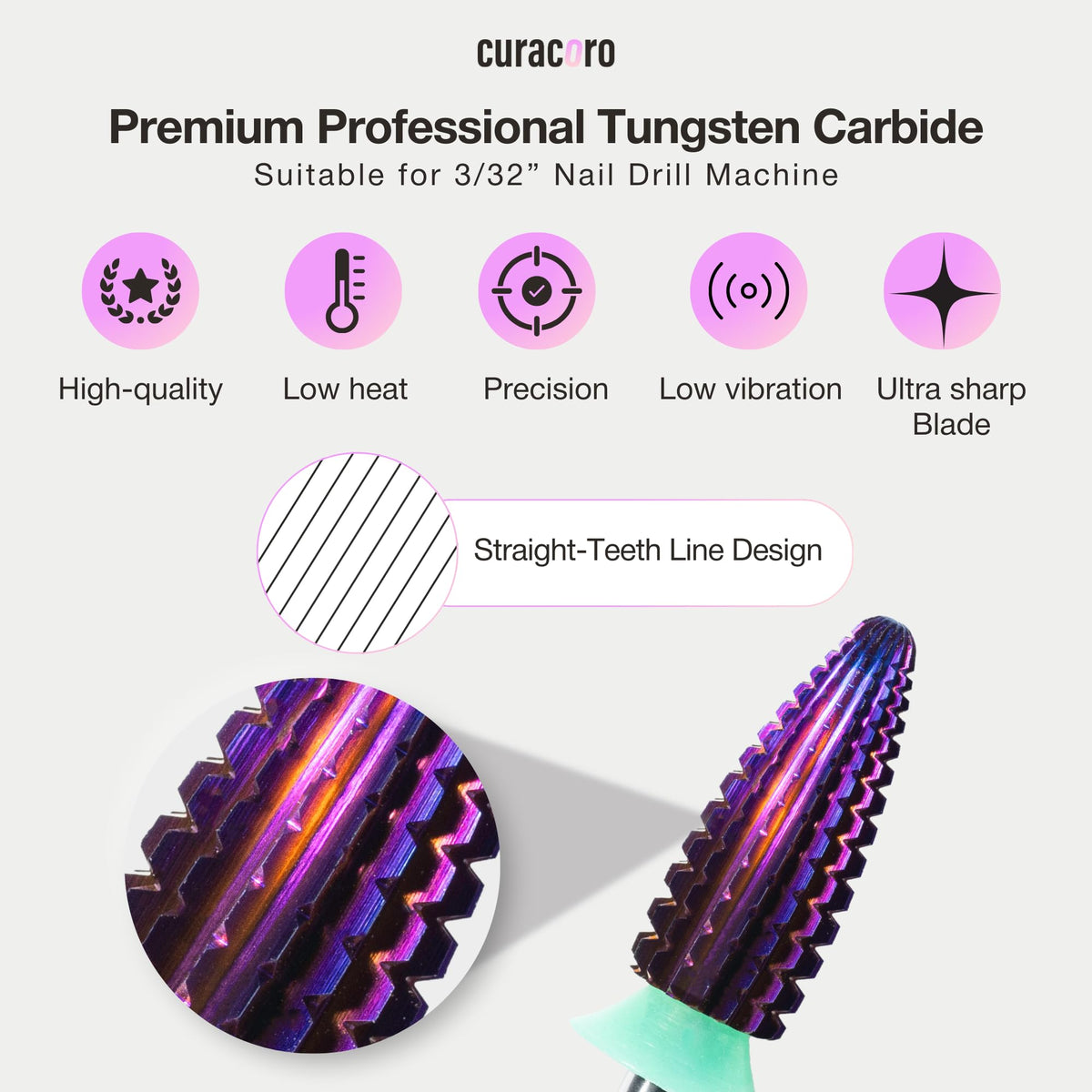 Curacoro Typhoon bits in-use on a drill showing precise control.