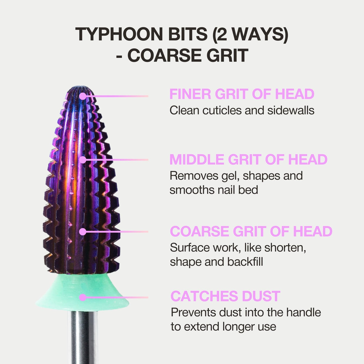 Curacoro Typhoon bits are salon-grade tools for professional and home use.