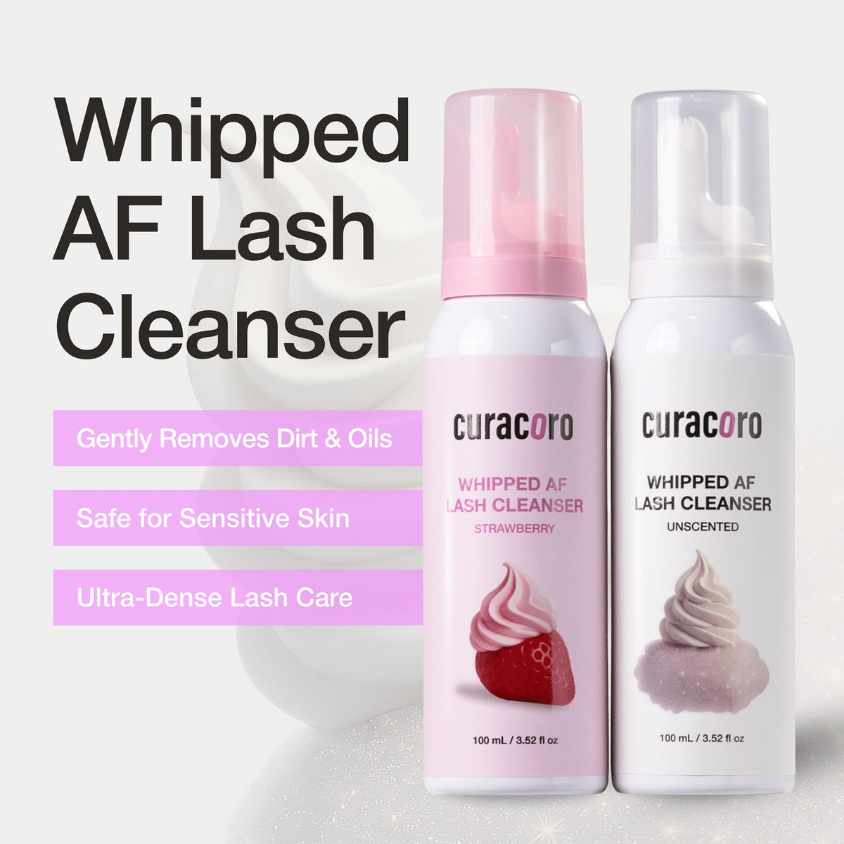CURACORO whipped-lash-shampoo ultra-dense foam for efficient cleansing.