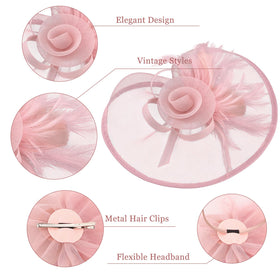 CURASA pink fascinator clip pin secures hairstyle with flair