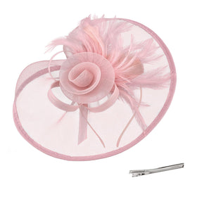 CURASA pink fascinator headband with veil for elegant occasions