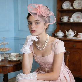 CURASA pink tea party hat headband for weddings and events