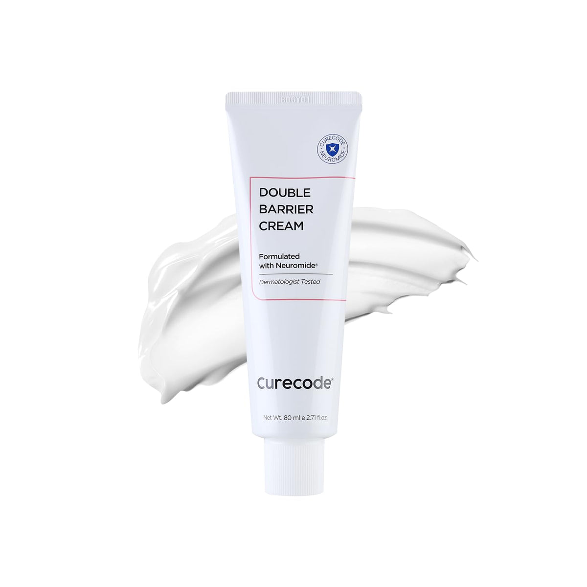 CURECODE Double Barrier Cream 80ml bottle shows easy, portable hydration for sensitive skin.