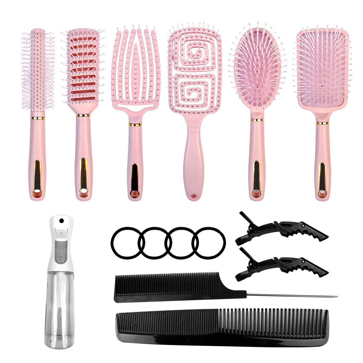 Cureder 11-piece hair brush set shown together for versatile styling and smooth detangling