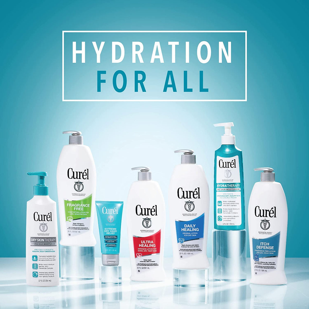 Curel logo on packaging conveys trusted skincare brand