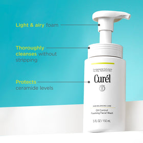 Curél Oil Control lather on face promoting balanced skin without stripping