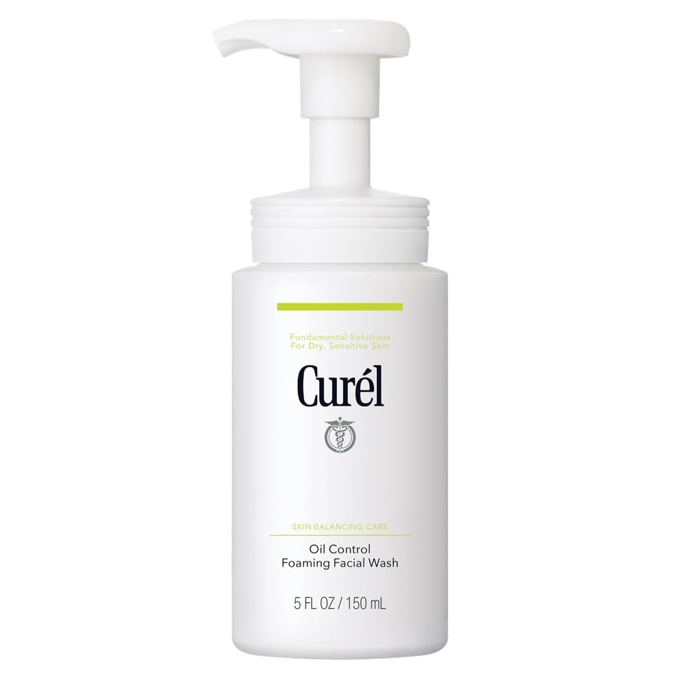 Curél Oil Control Foaming Face Wash bottle pump for oil balance and gentle cleansing