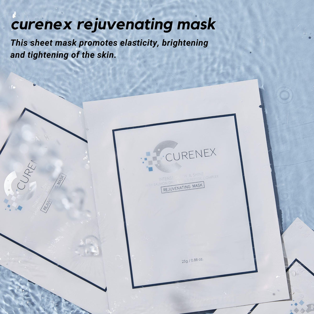 Curenex face application with mask illustrates even coverage and soothing texture.