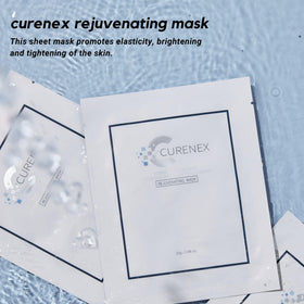 Curenex face application with mask illustrates even coverage and soothing texture.