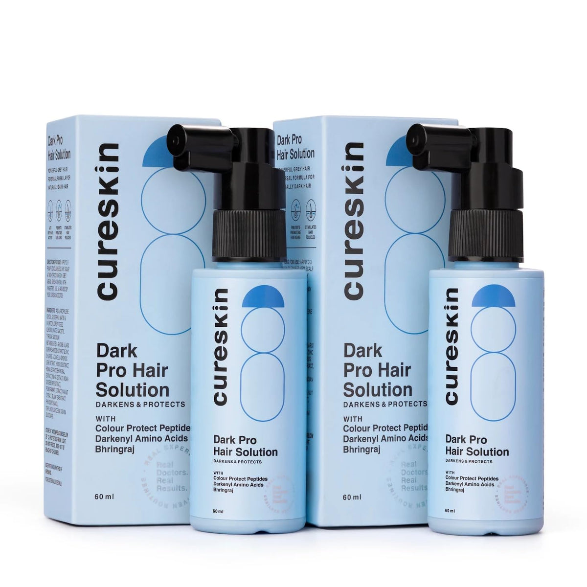 Cureskin Anti Grey Hair Serum bottle with dropper for gradual gray reduction.