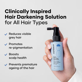 Cureskin Anti Grey Hair Serum label highlighting key ingredients for color support.