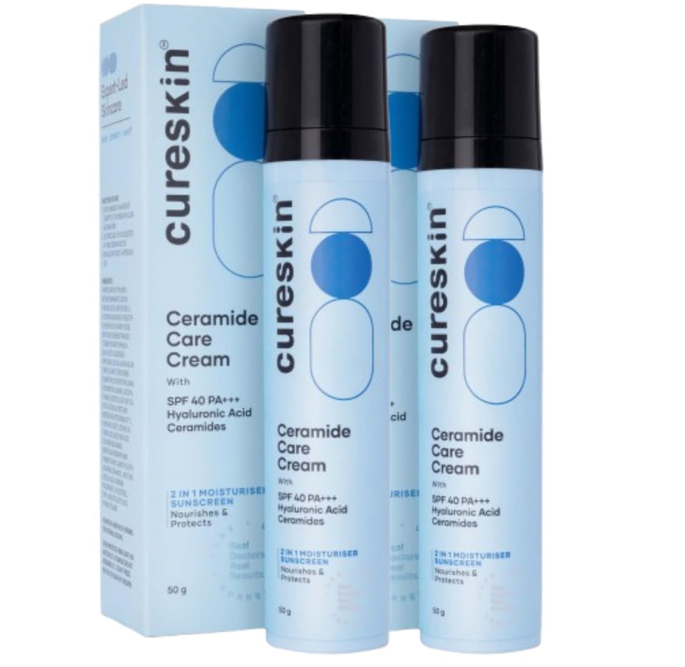 Cureskin ceramide moisturizer bottle with SPF 40 supports barrier hydration.