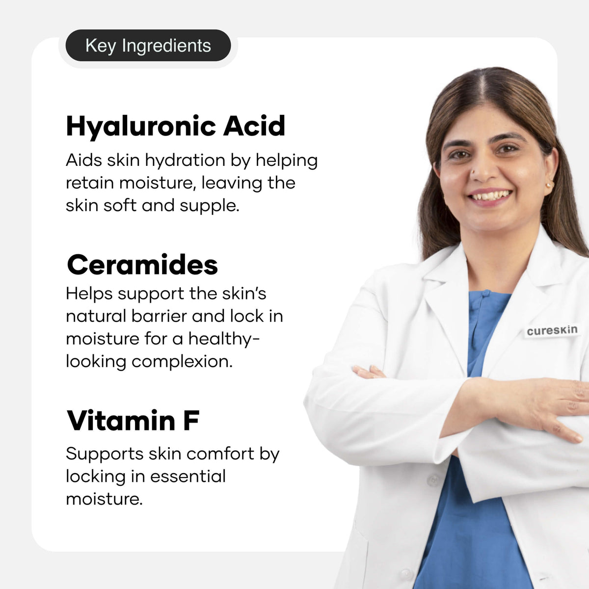 Cureskin skin barrier repair cream cap highlights nourishing ceramides.