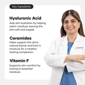 Cureskin skin barrier repair cream cap highlights nourishing ceramides.
