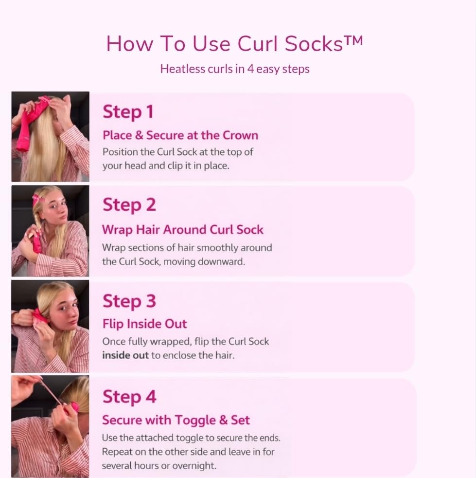 Curl Socks reversible flip-to-secure design makes wrapping easy from any angle.