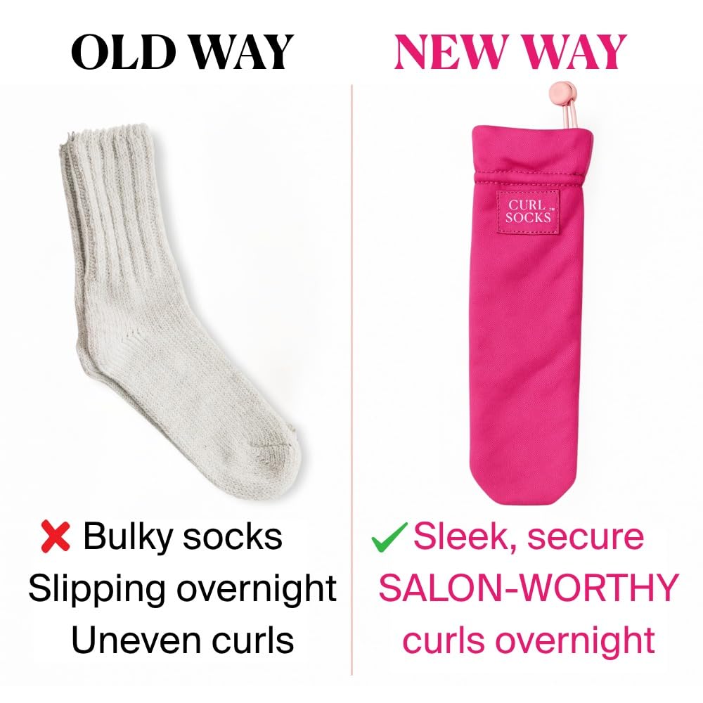 Curl Socks secure toggle design holds sections without pins or elastics for comfortable night wear.