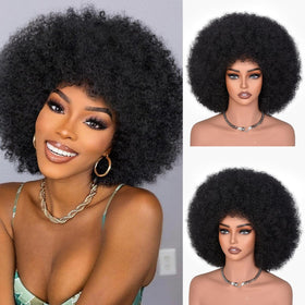 CURLCRAZY Afro Wig 70s afro with bangs for daily wear and bold styling