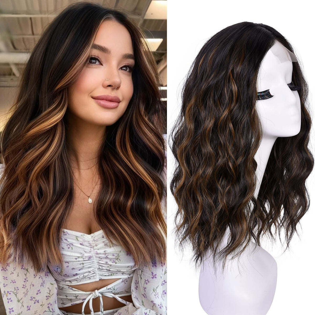 CURLCRAZY Bob Wave Wig with natural hairline for all-day confidence at work or events.