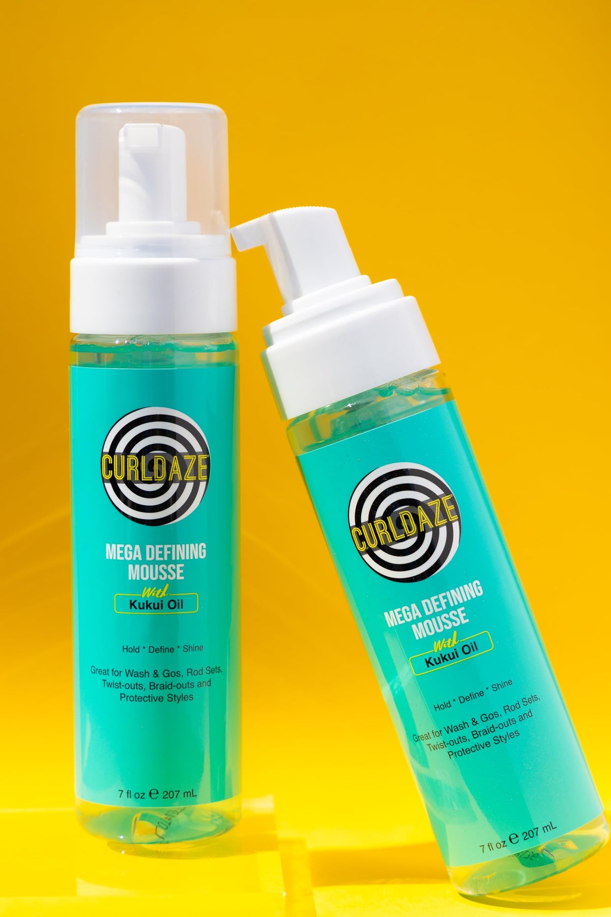 Curldaze Mega Defining Mousse final styling with voluminous, defined curls and shine
