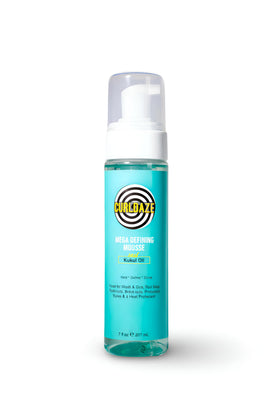 Curldaze Mega Defining Mousse bottle with Kukui Oil delivering nourished hold and shine