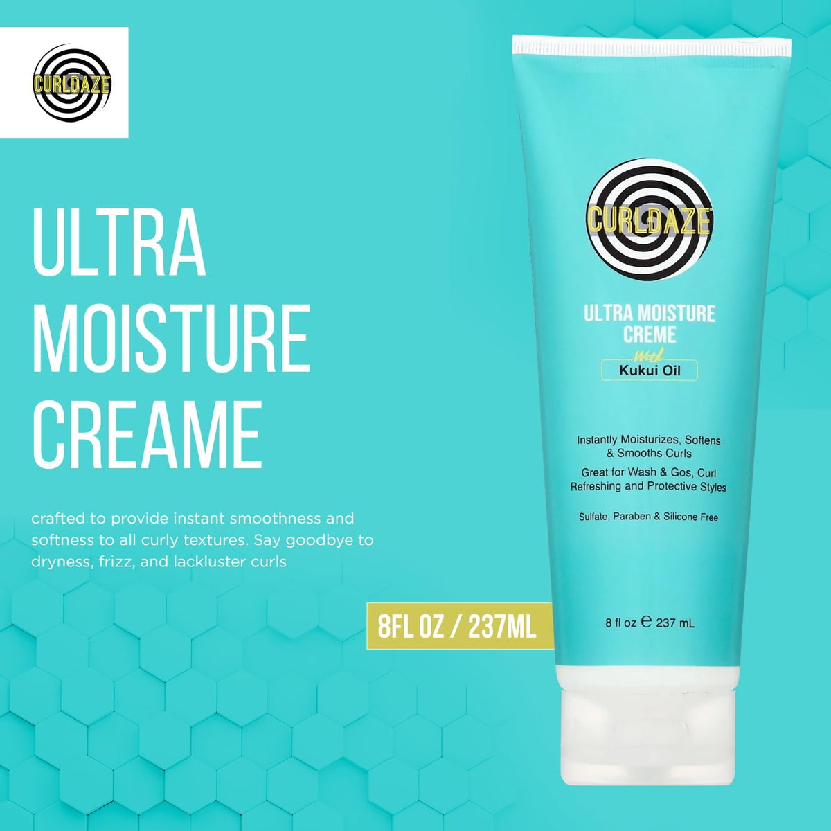 Texture close-up of Curldaze Creme showing creamy nourishment for curls
