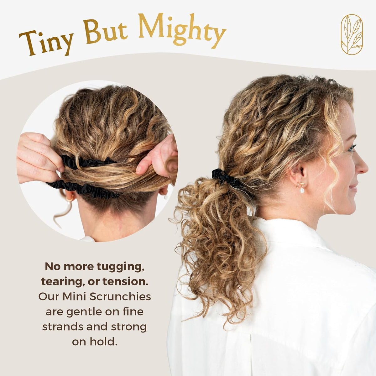 Kid-friendly Curlfriend Collective silk scrunchies in Onyx Black for easy styling.