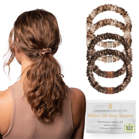 Curlfriend Collective authentic mulberry silk skinny scrunchies pack for gentle curl care