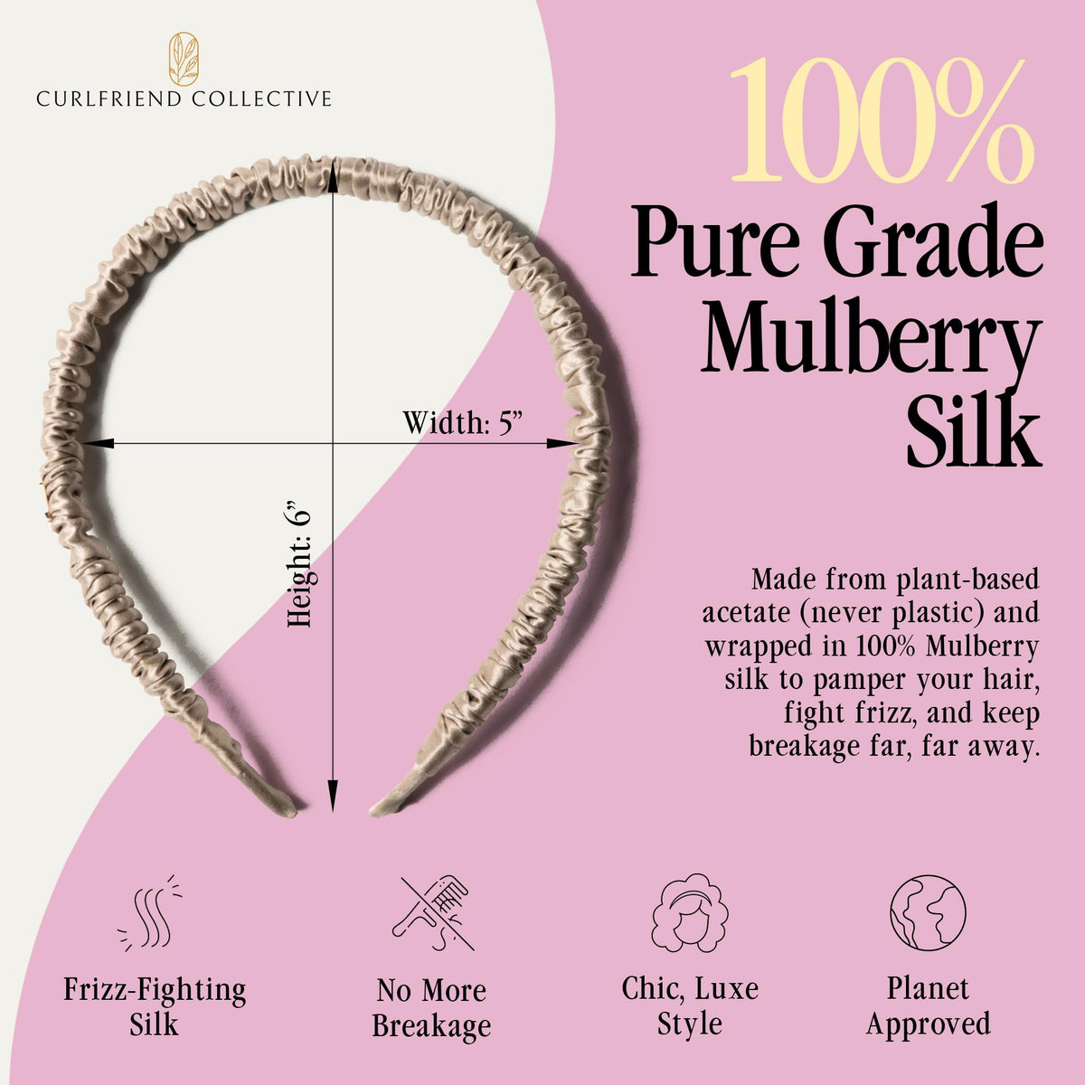 Comfort Curve design of Curlfriend Collective headband shown behind the ear without pressure