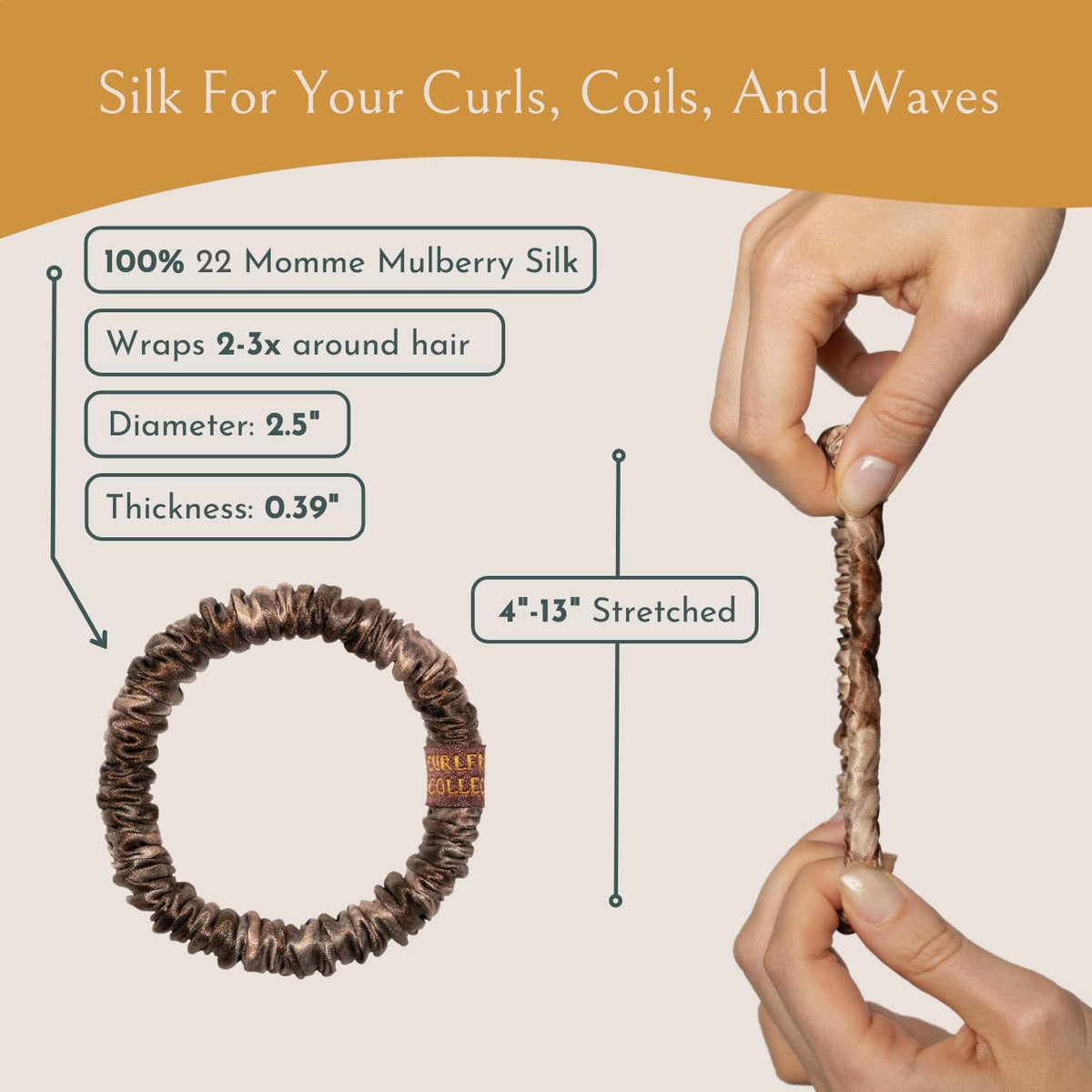 Curlfriend Collective hair tie for thick curly hair demonstrates secure, gentle hold